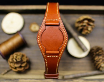 British Tan Leather Bund Strap 20mm, 22mm Bund Watch Band 16mm 24mm Leather Watch Band 18mm Leather Watch Strap, Applee Watch Band Cuff Band