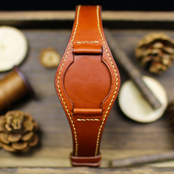 Bracelet en cuir véritable marron clair 20 mm, 22 mm, 16 mm, 24 mm Bracelet de montre en cuir 18 mm, bracelet de montre en cuir, manchette pour Apple Watch