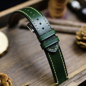 Army Green Leather Watch Strap 24mm 22mm 21mm 20mm Leather Watch Band Green Leather 18mm 16mm 14mm Customized Watch Strap Over Size