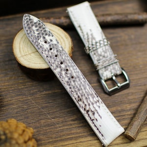 Schwarz Weiß Uhrenarmband Eidechsenleder 24mm 22mm 21mm 20mm Handgefertigtes Uhrenarmband Eidechsenleder 18mm 16mm 14mm