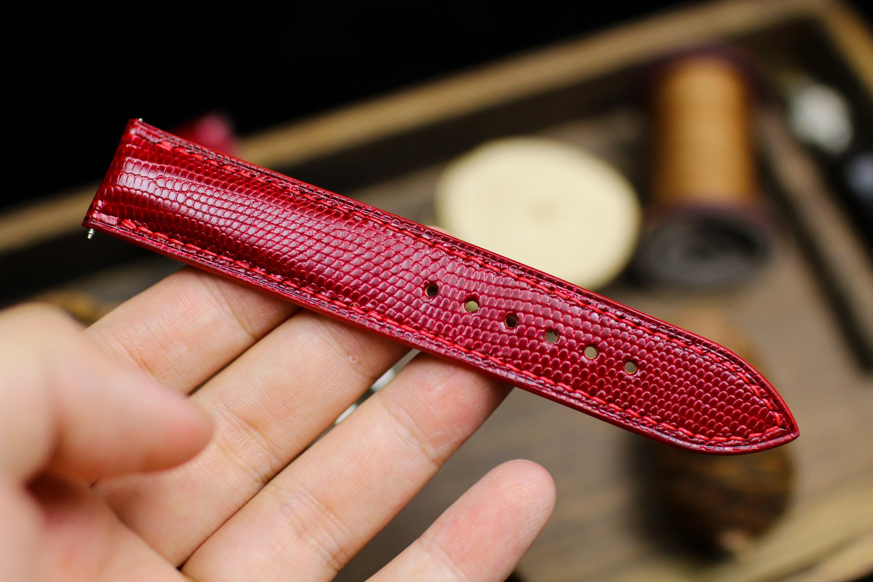 Bracelet En Cuir Véritable Rouge Pour Votre Samsung Galaxy Watch Active1 Active2 40mm 44mm