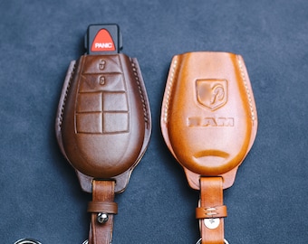 For Ramm Classic Key Fob Leather Case Cover Holder Dodgee Classic Ramm Grand Caravan Dart Chrysleer Town Country Cherokee, Commander Grand
