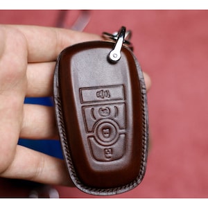 Leather Key Fob Cover For Maverick Bronco Logo Sport Ranger Gen 6 2024 Bronco Raptor Tremor Mustang 2022 2023 Car Accessories For Tremor