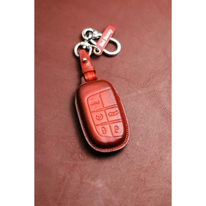 Leather key fob cover for Grand Cherokee Compass Chryslerr 300 200 Dodgee Challenger Charger Dart Durango Car Accessories for Chryslerr Ramm