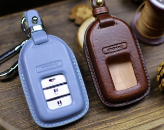 Leather Key Fob Cover for 2024 Hondaa 2022 Civic 2023 Accord, Vezel, Crv Hrv Brv Pilot Trailsport, Passport Remote Holder Hondas Accessories