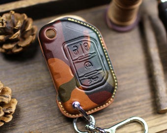 thumbnail image 2 of Men's Leather Leopard Head Key Chain - Upscale Textured Car Keyring 2 of 4