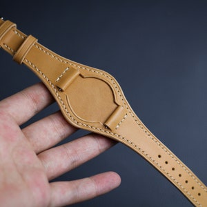 Leather Watch Bund Strap Band, Watch Strap, Black Brown Cuff Band, Full Bund Strap 20mm 18mm 22mm 16mm 24mm, Genuine Leather Wristwatch Band