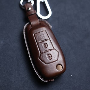 Custodia per chiave a scatto in pelle con portachiavi a 3 o 4 pulsanti per Bronco Escape Ranger F-150 F-250 F-350 F-450 F-550, supporto per chiave senza telecomando del 2018