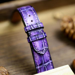 Patina Purple Alligator Leather Watch Strap Size 14mm 15mm 16mm 18mm 19mm 20mm 21mm 22mm 23mm 24mm Watch Strap Deployant Clasp Strap