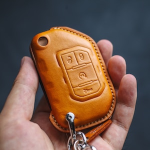 Wrangler 2020 2019 2018 Custodia in pelle per portachiavi Dodgee Grand Cherokee L Ramm Renegade 2021 2022 2023 Wagoneer Rubicon Sahara JK JL Smart Key