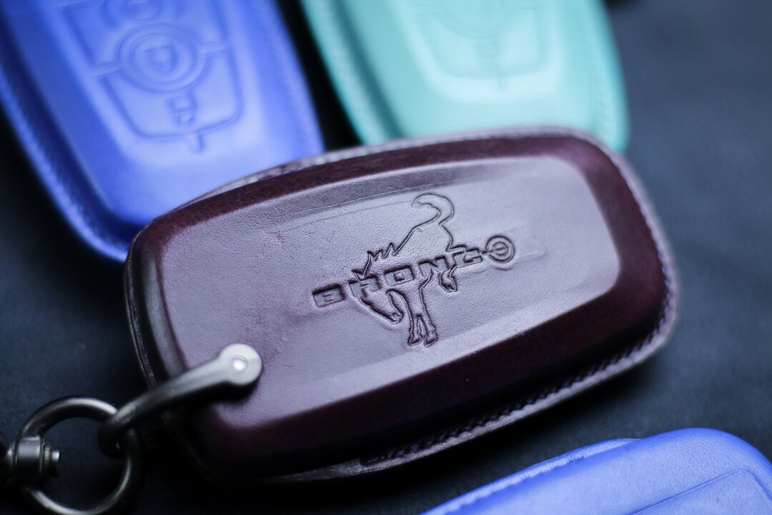 Bronco 2023 2024 Leather Key Fob Cover 3 4 5 Buttons Smart Remote Key