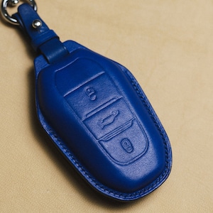Leather Key Fob Cover Case For Citroen Peugeott Traveller Expert 2008 3008 308 4008 408 508 5008 Mokka Leather Key Fob Case