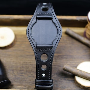 Black Leather Racing Bund Strap 20mm 22mm Bund Rally Holes Watch Band 16mm 24mm Leather Watch Band 18mm Watch Strap Watch Band Cuff Band