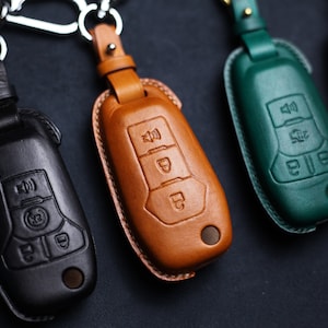 Per Bronco Flip Key 3 4 pulsanti Custodia in pelle per portachiavi per Escape Ranger 2013 F-150 F-250 F-350 F-450 F-550 Supporto per chiave remota senza fili