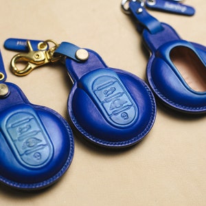 Blue Key Fob Cover For Mini 3 4 buttons Leather Key Fob Cover Case Hardtop Hatchback Countryman F54 F55 F56 F57 F60 Paceman One Jcw