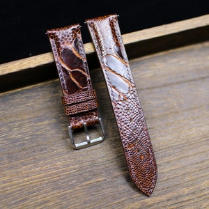 Brown Ostrich Foot Leather Watch Band Strap 24mm 22mm 20mm Brown Ostrich Leather Watch Strap Ostrich Leg Strap 18mm 16mm 14mm Men Women