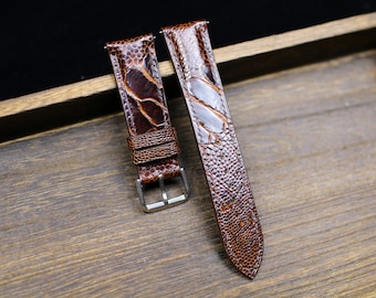 Correa de reloj de piel de pata de avestruz marrón de 24 mm 22 mm 20 mm Correa de reloj de piel de avestruz marrón Correa de pierna de avestruz de 18 mm 16 mm 14 mm Hombres Mujeres