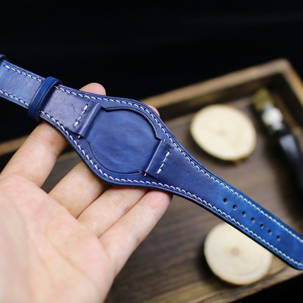 Bracelet de montre en cuir véritable bleu marine 20 mm, 22 mm 16 mm Bracelet de montre en cuir 24 mm 18 mm, bracelet de montre en cuir, bracelet pour Apple Watch, bracelet de manchette