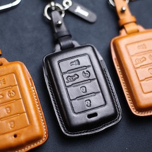 Wagoneer 2022 Ramm 2023 レザーキーフォブカバー 2021 Dodge Grand Cherokee L Renegade 2017 2018 Wrangler Rubicon Sahara JK キーフォブホルダー用
