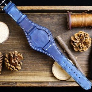 Leather Bund Strap 20mm, 22mm Bund Watch Band 16mm 24mm, Leather Watch Band 18mm, Watch Strap, Apple Leather Watch Band, Cuff Band Strap