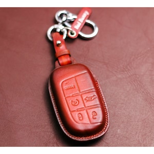 Leather key fob cover for Grand Cherokee Compass Chryslerr 300 200 Dodgee Challenger Charger Dart Durango SRT Dodgee Accessories for Ramm