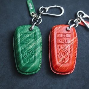 2022 Tremor Leather Fob Cover Lightning Key Case For Bronco Sport Mustang Mach E Key Fob Stamp Embossed Horse Remote Holder F150 Accessories