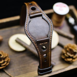 Brown Leather Racing Bund Strap 20mm 22mm Bund Rally Holes Watch Band 16mm 24mm Leather Watch Band 18mm Watch Strap Watch Band Cuff Band