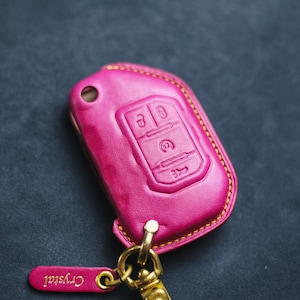 Custodia rosa carina per Wrangler Grand Cherokee Wagoneer Gladiator Renegade 2020 2021 2022 Custodia in pelle per chiave telecomando Rubicon Sahara JK JL