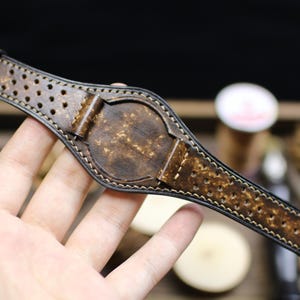Racing Style Leather Bund Strap 20mm 22mm Bund Rally Holes Watch Band 16mm 24mm Leather Watch Band 18mm Watch Strap Watch Band Cuff Band