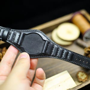 Ribbed Padded Watch Strap Leather Bund Strap 20mm 22mm Bund Straps Watch Band 16mm 24mm Leather Watch Band 18mm Watch Strap Watch Cuff Band