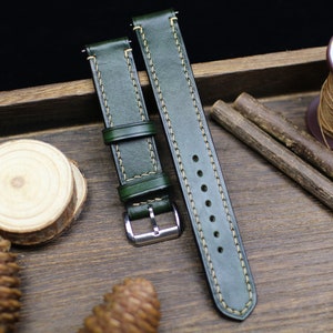 Army Green Uhrenarmband 24mm 22mm 21mm 20mm Uhrenarmband Leder Green Leather 18mm 16mm 14mm Uhrenarmband angepasst Übergröße