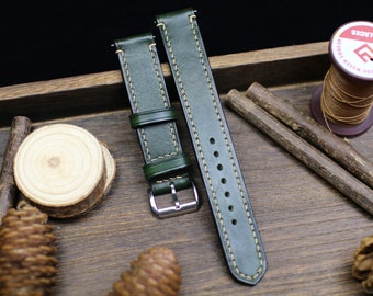 Army Green Leather Watch Strap 24mm 22mm 21mm 20mm Leather Watch Band Green Leather 18mm 16mm 14mm Customized Watch Strap Over Size