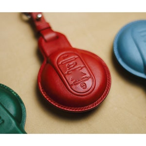 Mini Key Fob Cover Countryman Holder, Handmade Car Key Case, Custom Key Case Italian Veg-Tanned Leather, Mini Key Fob Case Mini F Series