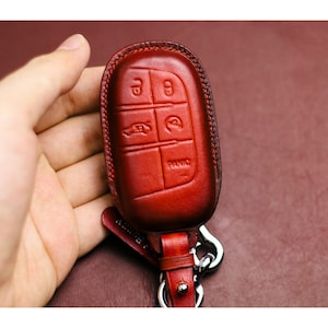 Funda de cuero para llavero de Dodge, Chrysler, 200, 300C, Ramm, Charger, Journey Challenge, Dart, Durango, Renegade, accesorios para coche