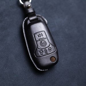 Custodia per chiave a scatto con 3 o 4 pulsanti in pelle per portachiavi 2024 Bronco Escape Ranger F150 F-250 F-350 Portachiavi con telecomando senza chiave