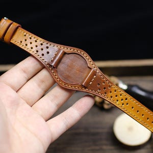 Racing Style Leather Bund Strap 20mm 22mm Bund Rally Holes Watch Band 16mm 24mm Leather Watch Band 18mm Watch Strap Watch Band Cuff Band