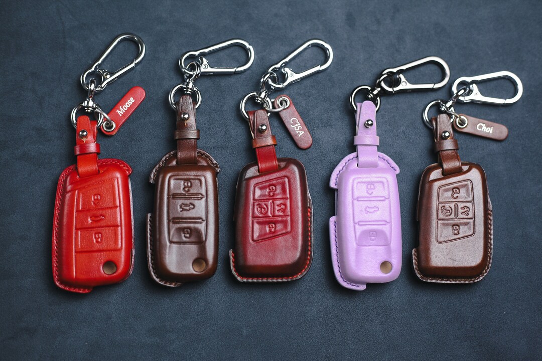 2022 2023 Tiguan Leather Key Fob Cover Atlas Keychain 2020 Jetta Key ...
