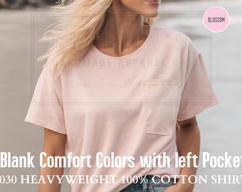 Blank Comfort Colors Pocket T-Shirt: Unisex Garment-Dyed Heavyweight Cotton Tee
