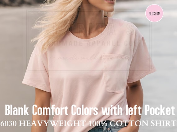 Blank Comfort Colors Pocket T-Shirt: Unisex Garment-Dyed Heavyweight Cotton Tee
