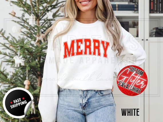 Merry Christmas Sweatshirt, Cute Winter Sweater, Christmas Shirts, Christmas Shirt for Women, Christmas Crewneck Sweatshirt, Holiday Sweater