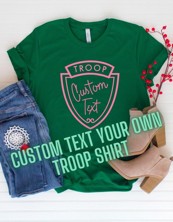 Troop Beverly Hills TShirt, Pink & Green Custom Beverly Hills Shirt, Wilderness girls, California Shirt 80s movie, Custom your Troop Sheild