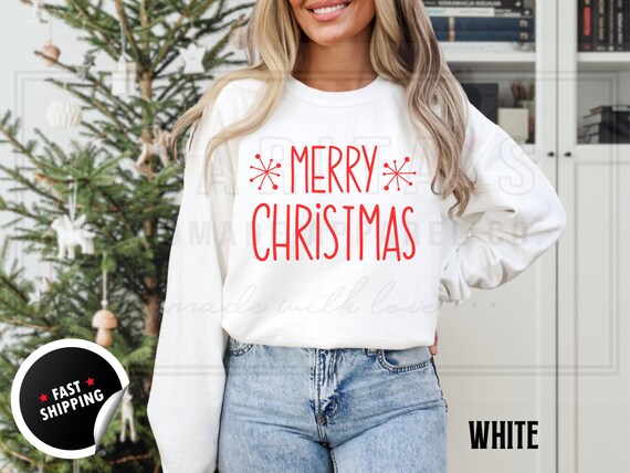 Merry Christmas Sweatshirt, Cute Winter Sweater, Christmas Shirts, Christmas Shirt for Women, Christmas Crewneck Sweatshirt, Holiday Sweater