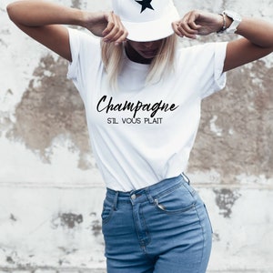 Champagne t-shirts | Champagne s&#39;il vous plait shirt | Champagne please | Bachelorette brunch shirt | Brunch party tee | Cute champagne tank