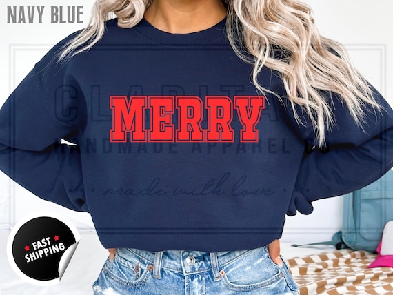 Custom Glitter Merry Christmas Sweatshirt: Holiday Crewneck Sweater