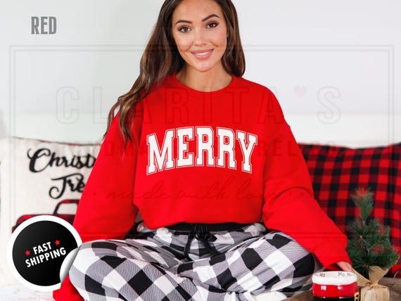Custom Glitter Merry Christmas Sweatshirt, Cute Winter Sweater, Christmas Shirts, Christmas Shirt for Women, Christmas Crewneck Sweatshirt's