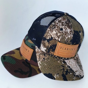 Vintage Snapback Trucker Kappen. Yupoong Camo Trucker Kappe. Retro | Mittleres Profil | Strukturiert | 6 Füllungen | Schleier camo klassische Mütze | Hut mit Mesh-Rücken