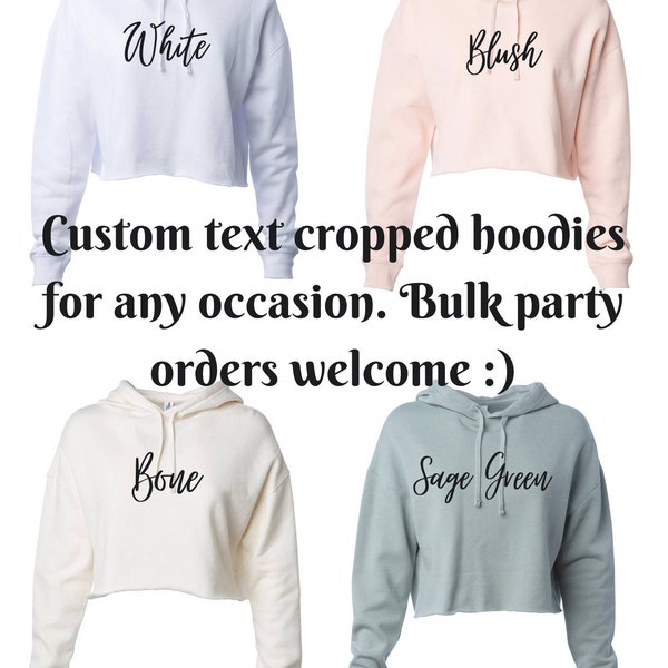 Custom cropped hoodie | Personalized cropped sweatshirt | Bachelorette custom crop hoodies | Bride to be crop shirt | Personalized crop top