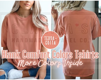 Comfort Colors T-shirt, kraftig skjorta 100 % bomull, plaggfärgad trendig mjuk vintagetvättad, unisex t-shirts med vintagelook, blank mjuk t-shirt