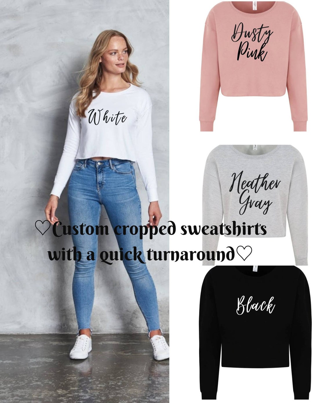 Custom Cropped Sweatshirts Personalized Crop Sweater Bulk Order Custom