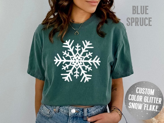 Comfort Colors Glitter Snowflake Shirt, Cute Christmas tshirt
